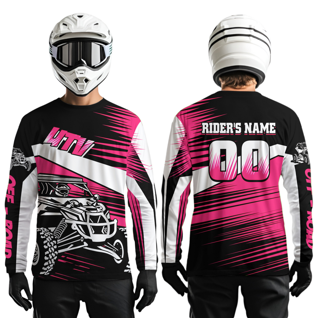 Personalized Pink UTV Off-Road Shirts UTV Motocross Racing Shirt +