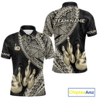 Black and Gold Tribal Pattern Bowling Jersey Bowling Uniform Bowling Team Shirts