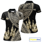 Black and Gold Tribal Pattern Bowling Jersey Bowling Uniform Bowling Team Shirts