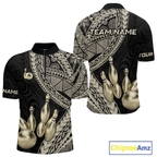 Black and Gold Tribal Pattern Bowling Jersey Bowling Uniform Bowling Team Shirts