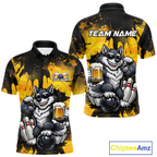 Custom Beer Wolf Bowling Jersey Bowling Team Shirts Bowling Polo & 1/4 Zip