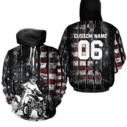 Custom US Flag Motocross Hoodie ATV Off-Road Quad Bike Hoodie