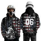 Custom US Flag Motocross Hoodie ATV Off-Road Quad Bike Hoodie
