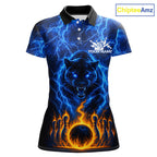 Custom Blue Flame Panther Bowling Team Shirts Bowling League Shirts Polo & 1/4 Zip