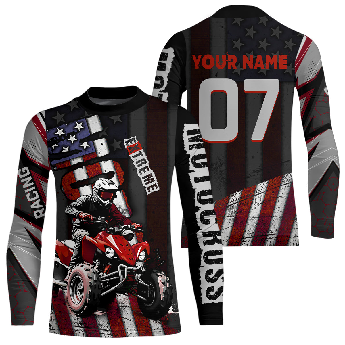 Custom ATV Motocross Jerseys + Quad Bike Shirt Racing Adult American Flag Dirt Bike Jersey