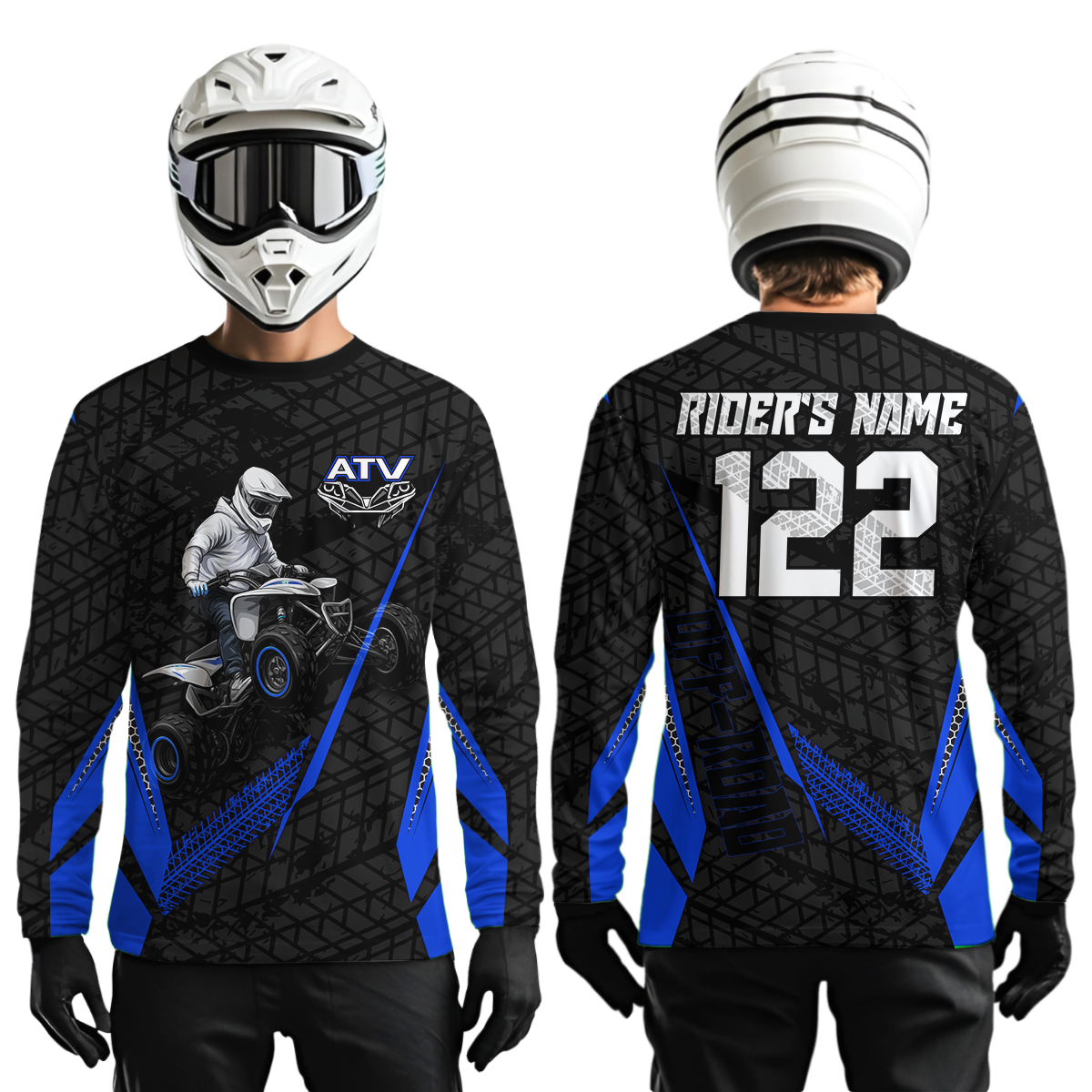 Personalized ATV Motocross Jersey For Adult & + Blue Quad Bike Shirt Off-Road ATV MX Racing