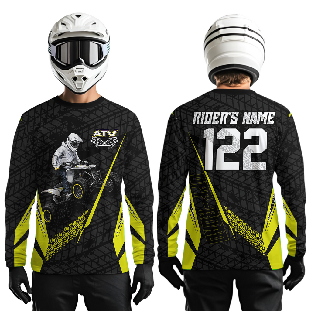 Personalized ATV Motocross Jersey For Adult & + Yellow Quad Bike Shirt Off-Road ATV MX Racing