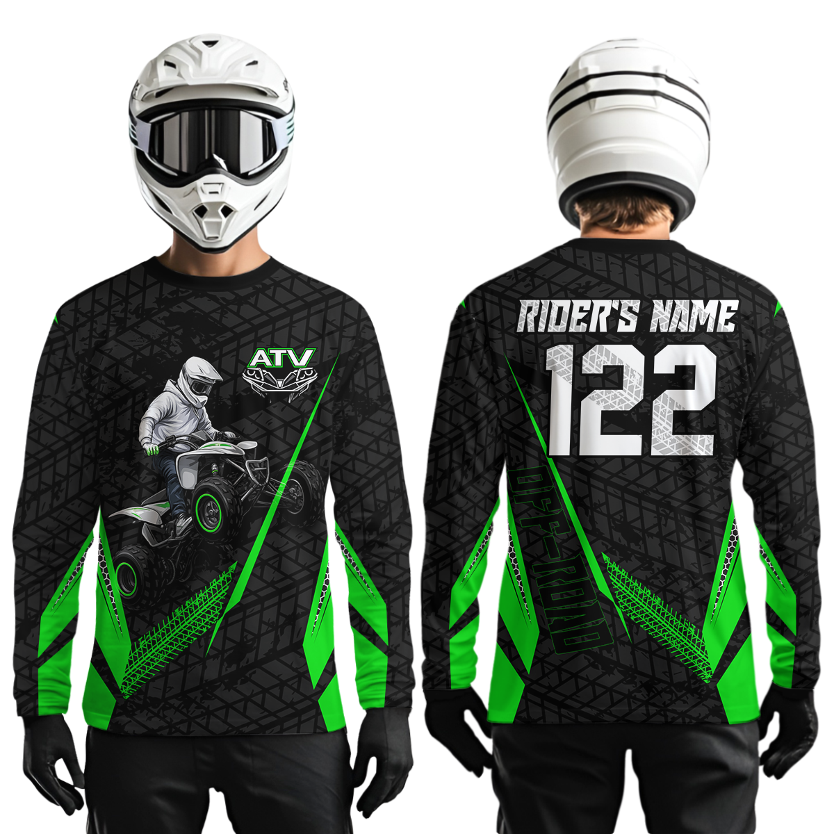 Personalized ATV Motocross Jersey For Adult & + Green Quad Bike Shirt Off-Road ATV MX Racing