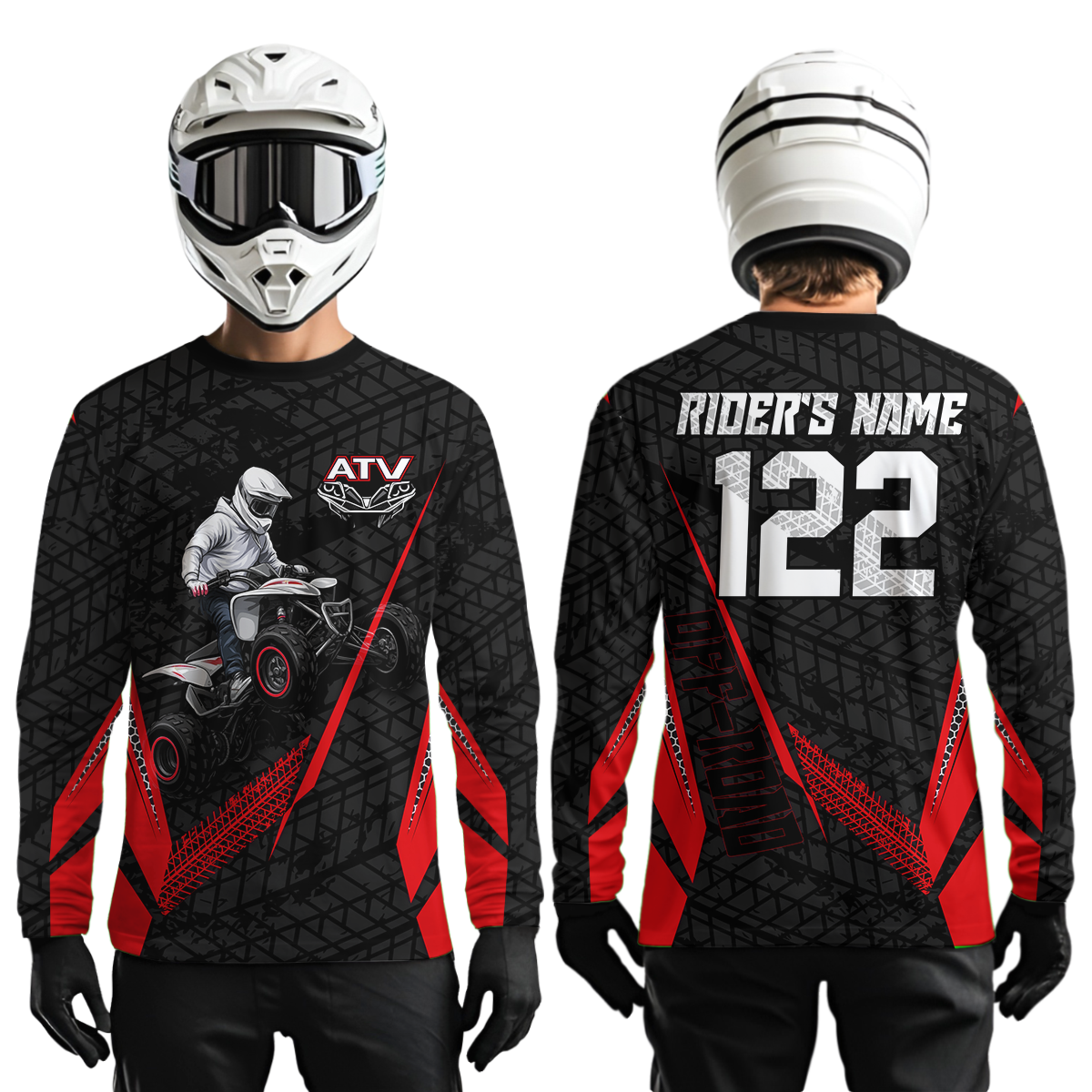Personalized ATV Motocross Jersey For Adult & + Red Quad Bike Shirt Off-Road ATV MX Racing
