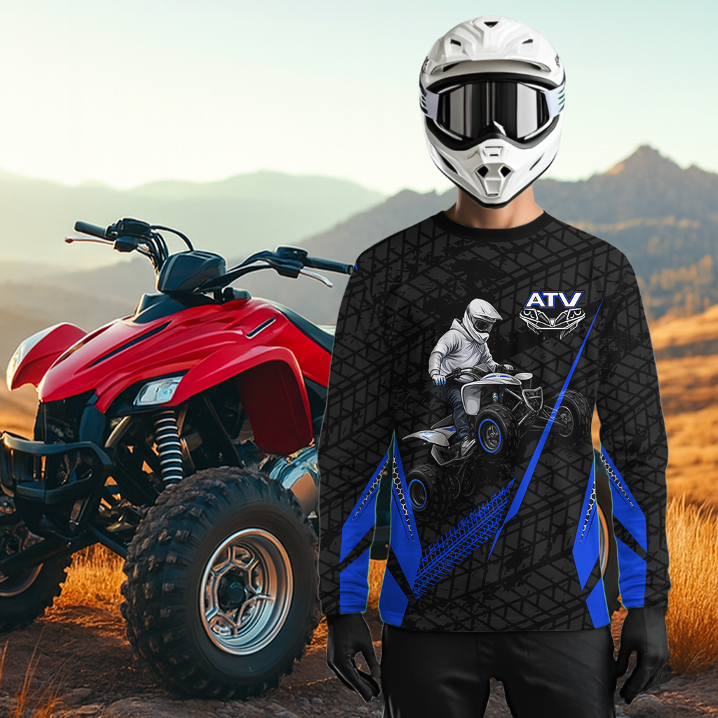 Personalized ATV Motocross Jersey For Adult & + Blue Quad Bike Shirt Off-Road ATV MX Racing