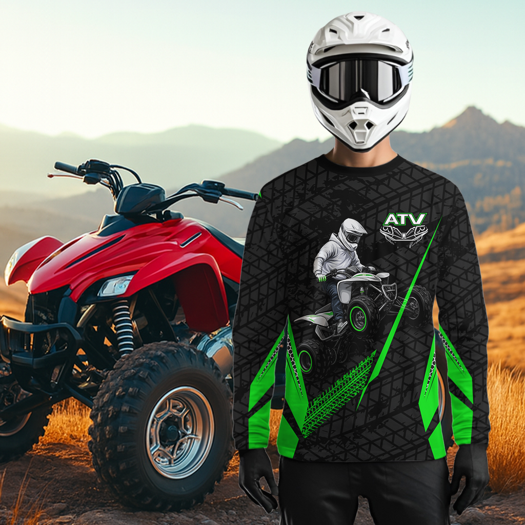 Personalized ATV Motocross Jersey For Adult & + Green Quad Bike Shirt Off-Road ATV MX Racing