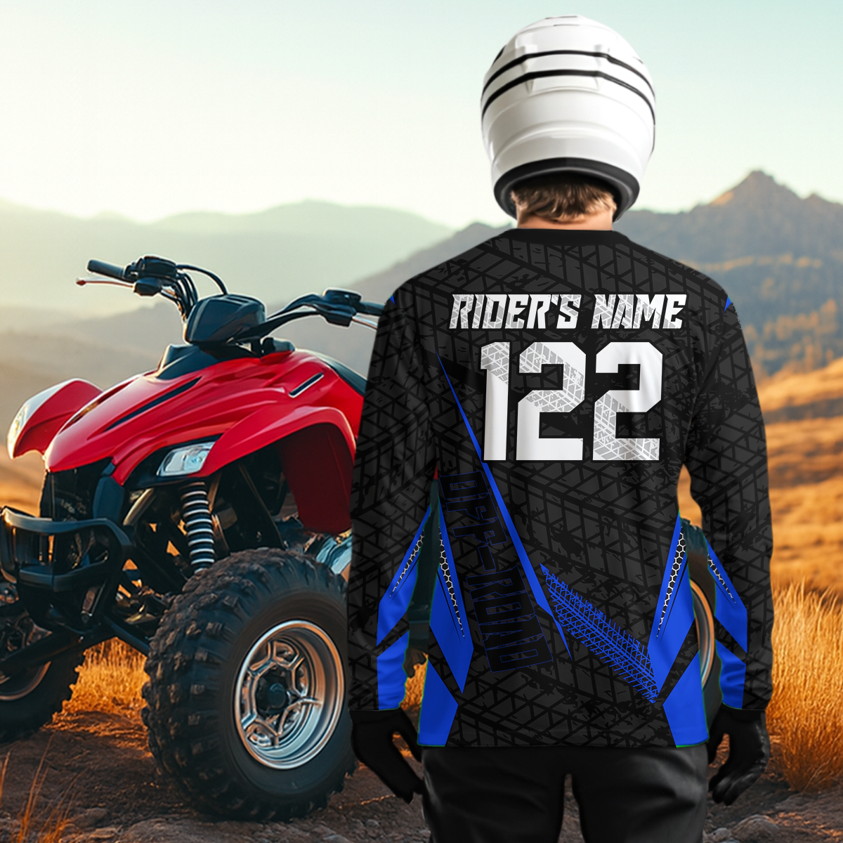 Personalized ATV Motocross Jersey For Adult & + Blue Quad Bike Shirt Off-Road ATV MX Racing