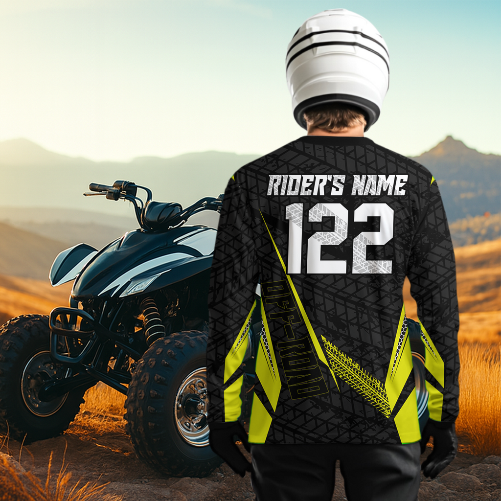 Personalized ATV Motocross Jersey For Adult & + Yellow Quad Bike Shirt Off-Road ATV MX Racing