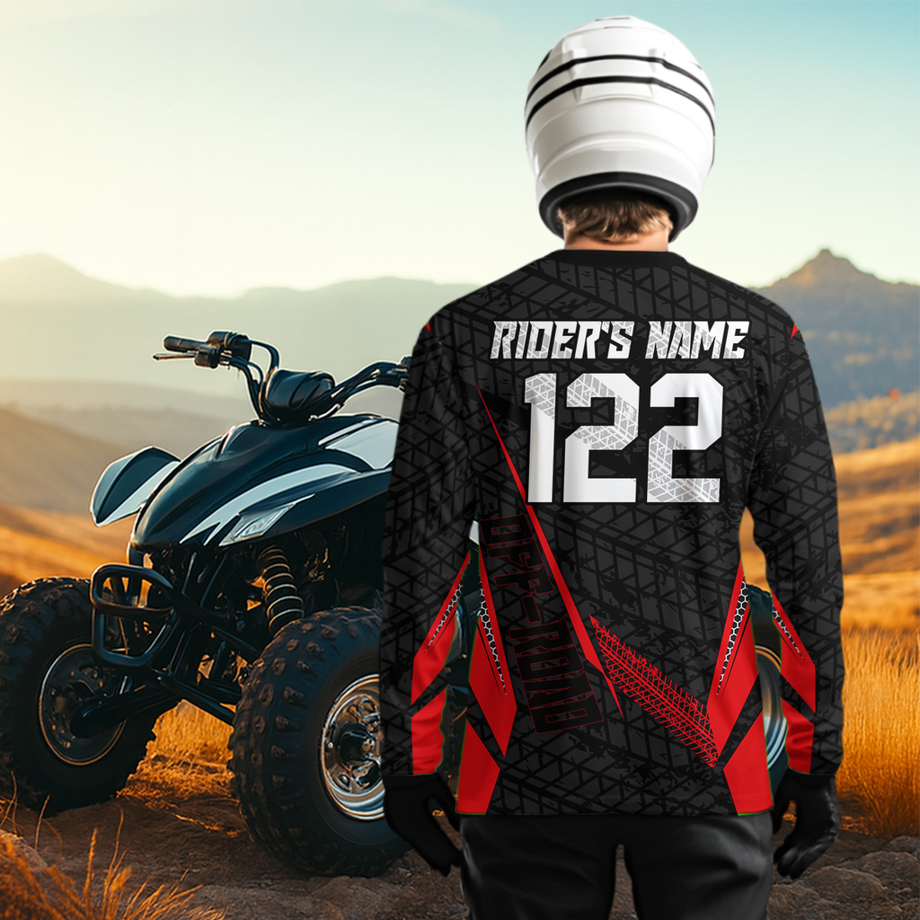 Personalized ATV Motocross Jersey For Adult & + Red Quad Bike Shirt Off-Road ATV MX Racing