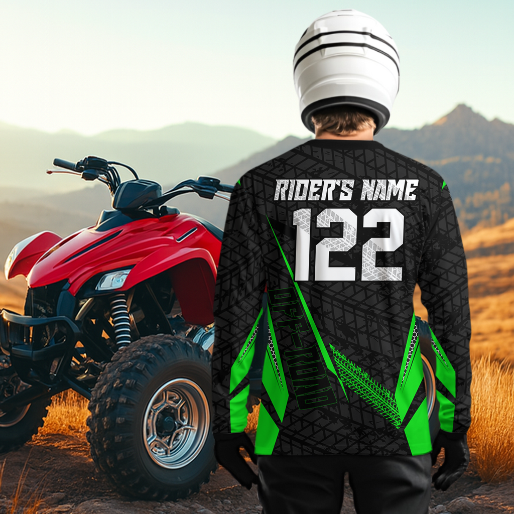 Personalized ATV Motocross Jersey For Adult & + Green Quad Bike Shirt Off-Road ATV MX Racing