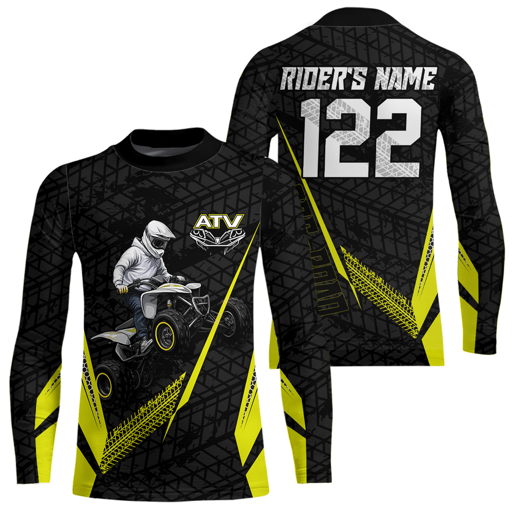 Personalized ATV Motocross Jersey For Adult & + Yellow Quad Bike Shirt Off-Road ATV MX Racing