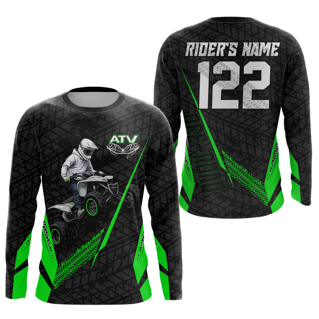 Personalized ATV Motocross Jersey For Adult & + Green Quad Bike Shirt Off-Road ATV MX Racing