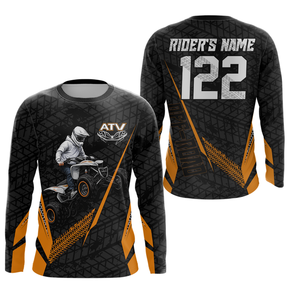 Personalized ATV Motocross Jersey For Adult & + Orange Quad Bike Shirt Off-Road ATV MX Racing