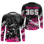 Custom Pink ATV Motocross Jersey Girls Dirt Bike Racing Shirts + Off-Road Quad Jersey