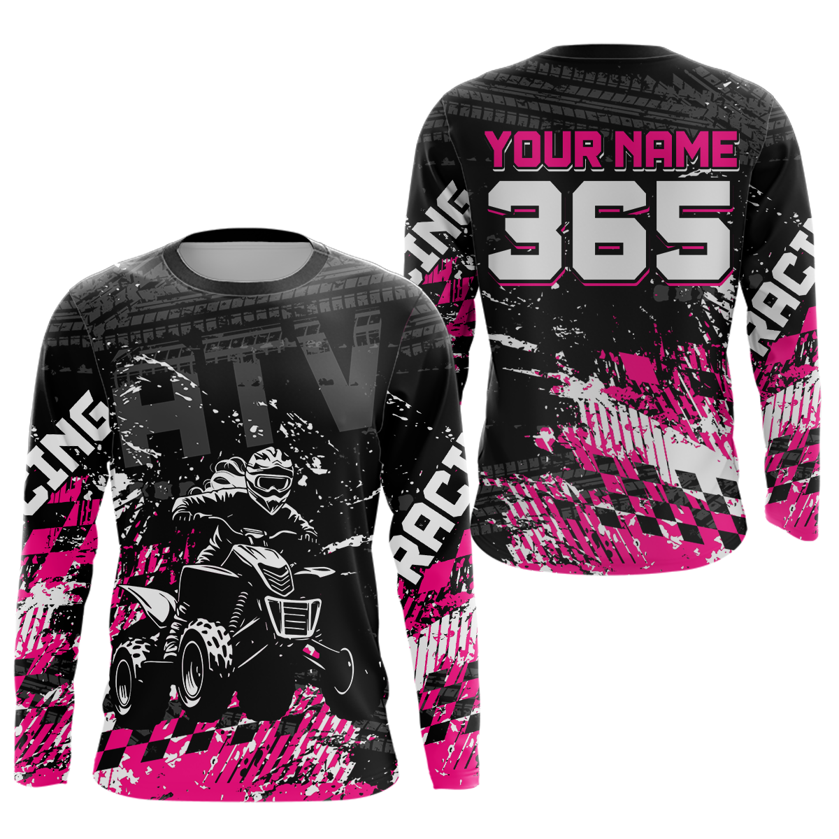 Custom Pink ATV Motocross Jersey Girls Dirt Bike Racing Shirts + Off-Road Quad Jersey