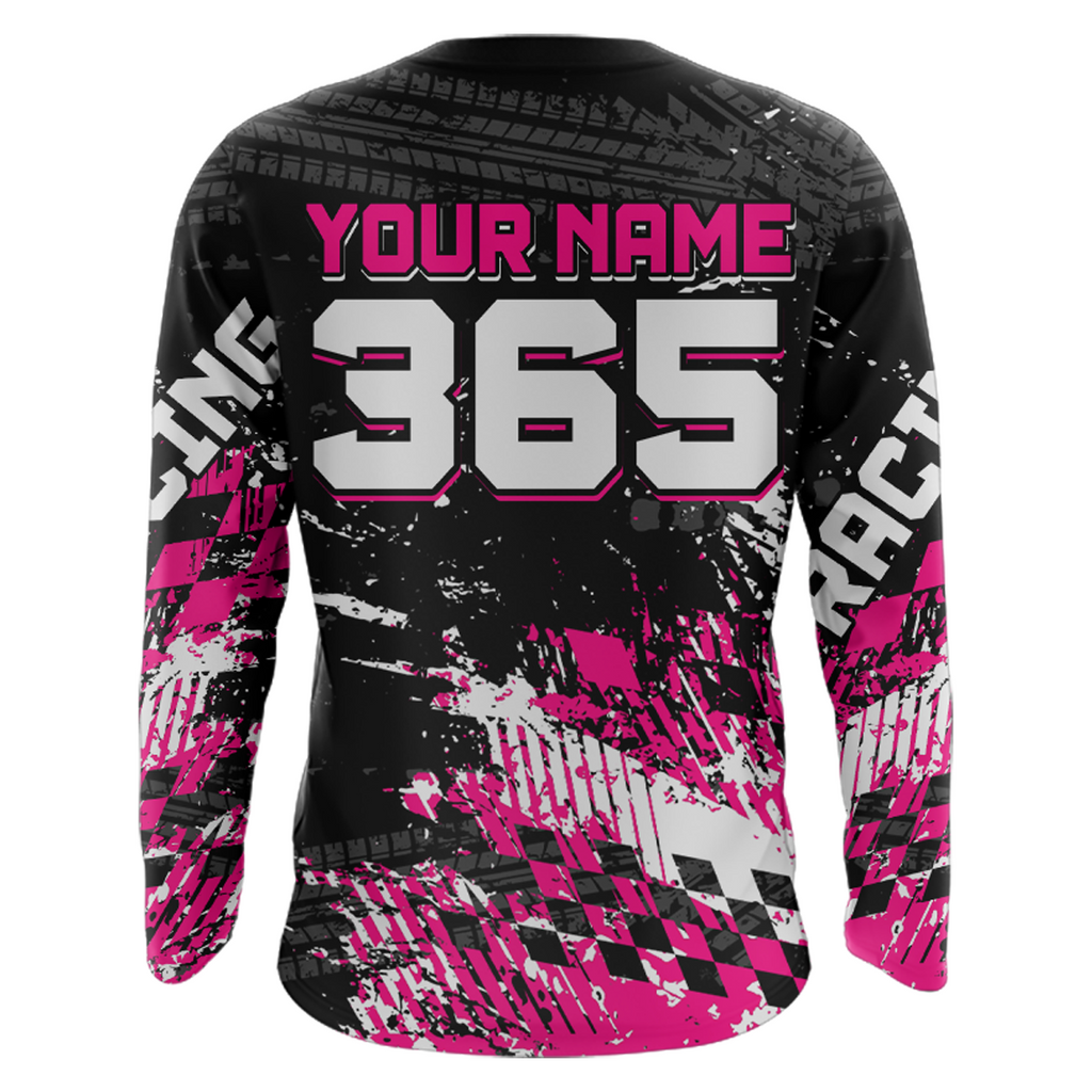 Custom Pink ATV Motocross Jersey Girls Dirt Bike Racing Shirts + Off-Road Quad Jersey