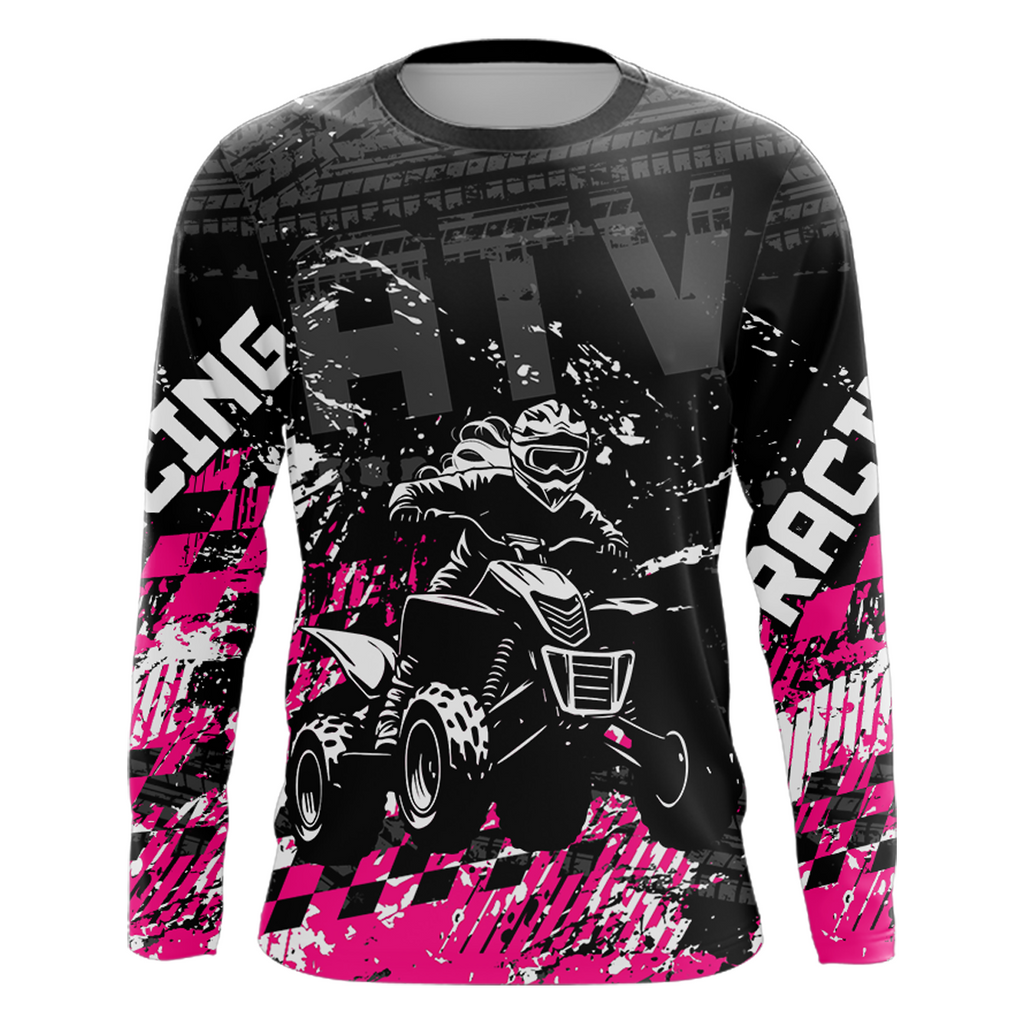 Custom Pink ATV Motocross Jersey Girls Dirt Bike Racing Shirts + Off-Road Quad Jersey