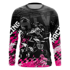 Custom Pink ATV Motocross Jersey Girls Dirt Bike Racing Shirts + Off-Road Quad Jersey