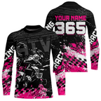 Custom Pink ATV Motocross Jersey Girls Dirt Bike Racing Shirts + Off-Road Quad Jersey