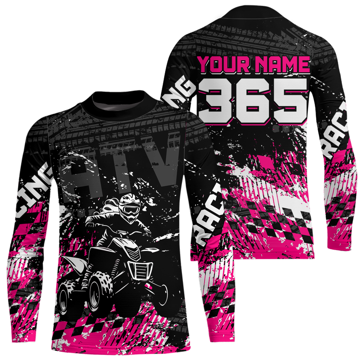 Custom Pink ATV Motocross Jersey Girls Dirt Bike Racing Shirts + Off-Road Quad Jersey