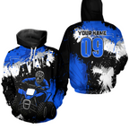 Blue ATV Motocross Hoodie Personalized Upf30+ Adult& Quad Bike Shirt Atv Mx Off-Road Extreme
