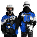 Blue ATV Motocross Hoodie Personalized Upf30+ Adult& Quad Bike Shirt Atv Mx Off-Road Extreme