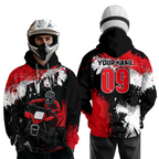 Red ATV Motocross Hoodie Personalized Upf30+ Adult& Quad Bike Shirt Atv Mx Off-Road Extreme