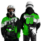 Green ATV Motocross Hoodie Personalized Upf30+ Adult& Quad Bike Shirt Atv Mx Off-Road Extreme
