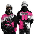 Pink Girls ATV Motocross Hoodie Personalized Upf30+ Adult& Quad Bike Shirt Atv Mx Off-Road Extreme
