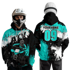 Turquoise Atv Motocross Hoodie Personalized Upf30+ Adult& Quad Bike Shirt Atv Mx Off-Road Extreme