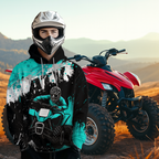Turquoise Atv Motocross Hoodie Personalized Upf30+ Adult& Quad Bike Shirt Atv Mx Off-Road Extreme
