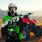 Green ATV Motocross Hoodie Personalized Upf30+ Adult& Quad Bike Shirt Atv Mx Off-Road Extreme