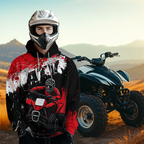Red ATV Motocross Hoodie Personalized Upf30+ Adult& Quad Bike Shirt Atv Mx Off-Road Extreme
