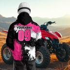 Pink Girls ATV Motocross Hoodie Personalized Upf30+ Adult& Quad Bike Shirt Atv Mx Off-Road Extreme
