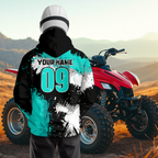 Turquoise Atv Motocross Hoodie Personalized Upf30+ Adult& Quad Bike Shirt Atv Mx Off-Road Extreme