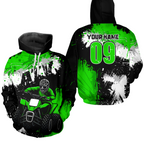 Green ATV Motocross Hoodie Personalized Upf30+ Adult& Quad Bike Shirt Atv Mx Off-Road Extreme