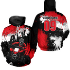 Red ATV Motocross Hoodie Personalized Upf30+ Adult& Quad Bike Shirt Atv Mx Off-Road Extreme