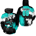 Turquoise Atv Motocross Hoodie Personalized Upf30+ Adult& Quad Bike Shirt Atv Mx Off-Road Extreme