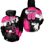 Pink Girls ATV Motocross Hoodie Personalized Upf30+ Adult& Quad Bike Shirt Atv Mx Off-Road Extreme
