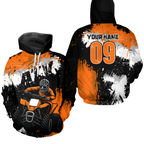 Orange ATV Motocross Hoodie Personalized Upf30+ Adult& Quad Bike Shirt Atv Mx Off-Road Extreme
