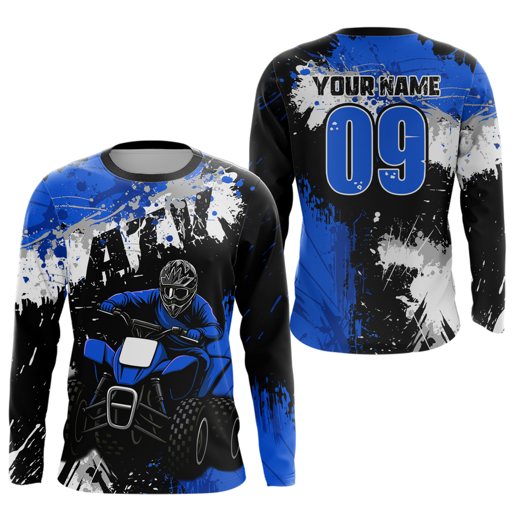 Blue ATV Motocross Jersey Personalized + Adult& Quad Bike Shirt Atv Mx Off-Road Dirt Bike
