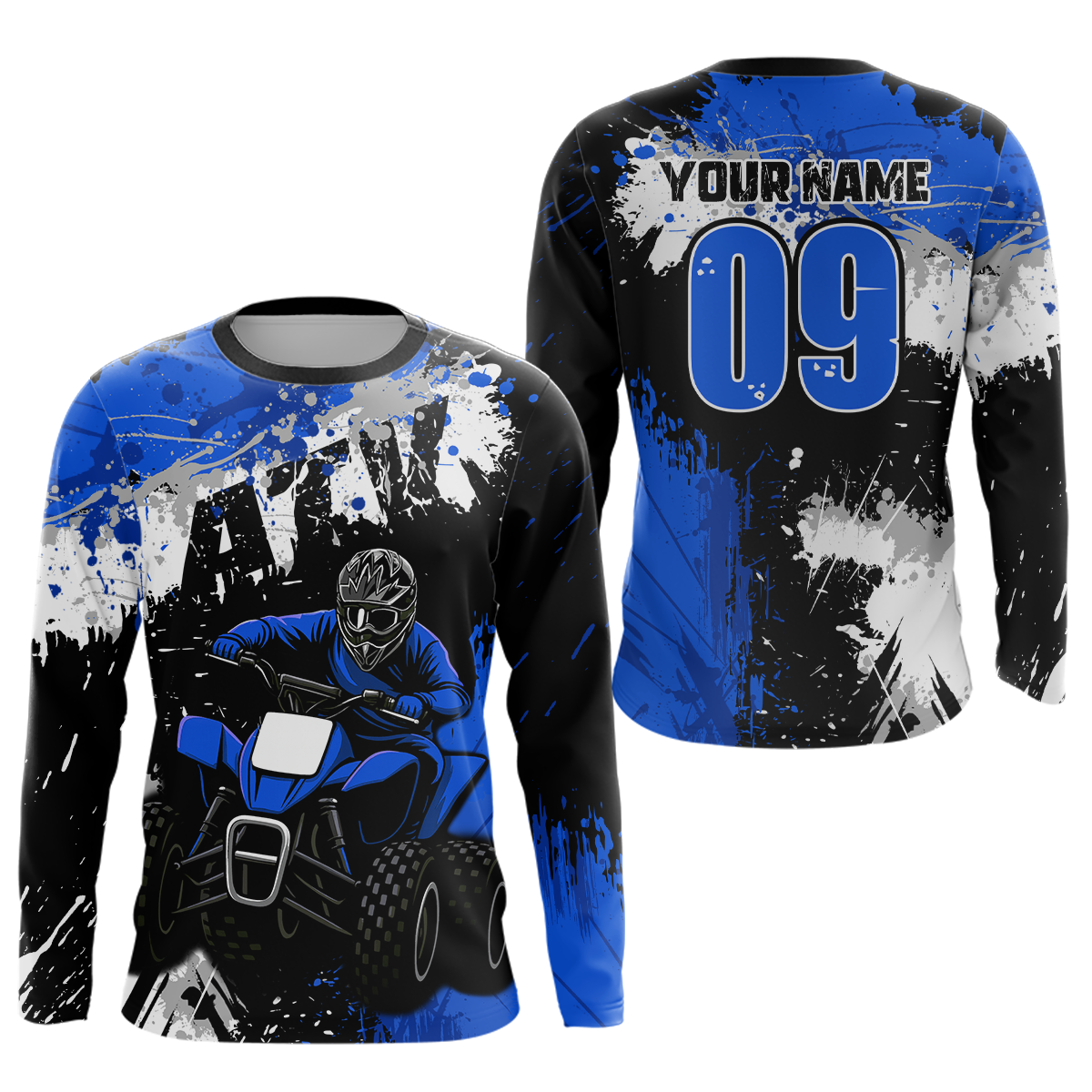 Blue ATV Motocross Jersey Personalized + Adult& Quad Bike Shirt Atv Mx Off-Road Dirt Bike