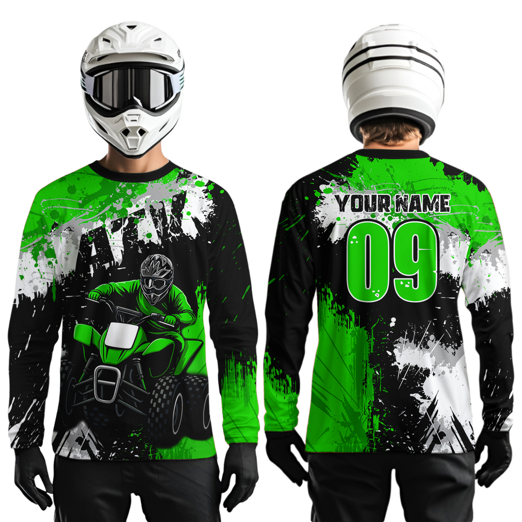 Green ATV Motocross Jersey Personalized + Adult& Quad Bike Shirt Atv Mx Off-Road Dirt Bike
