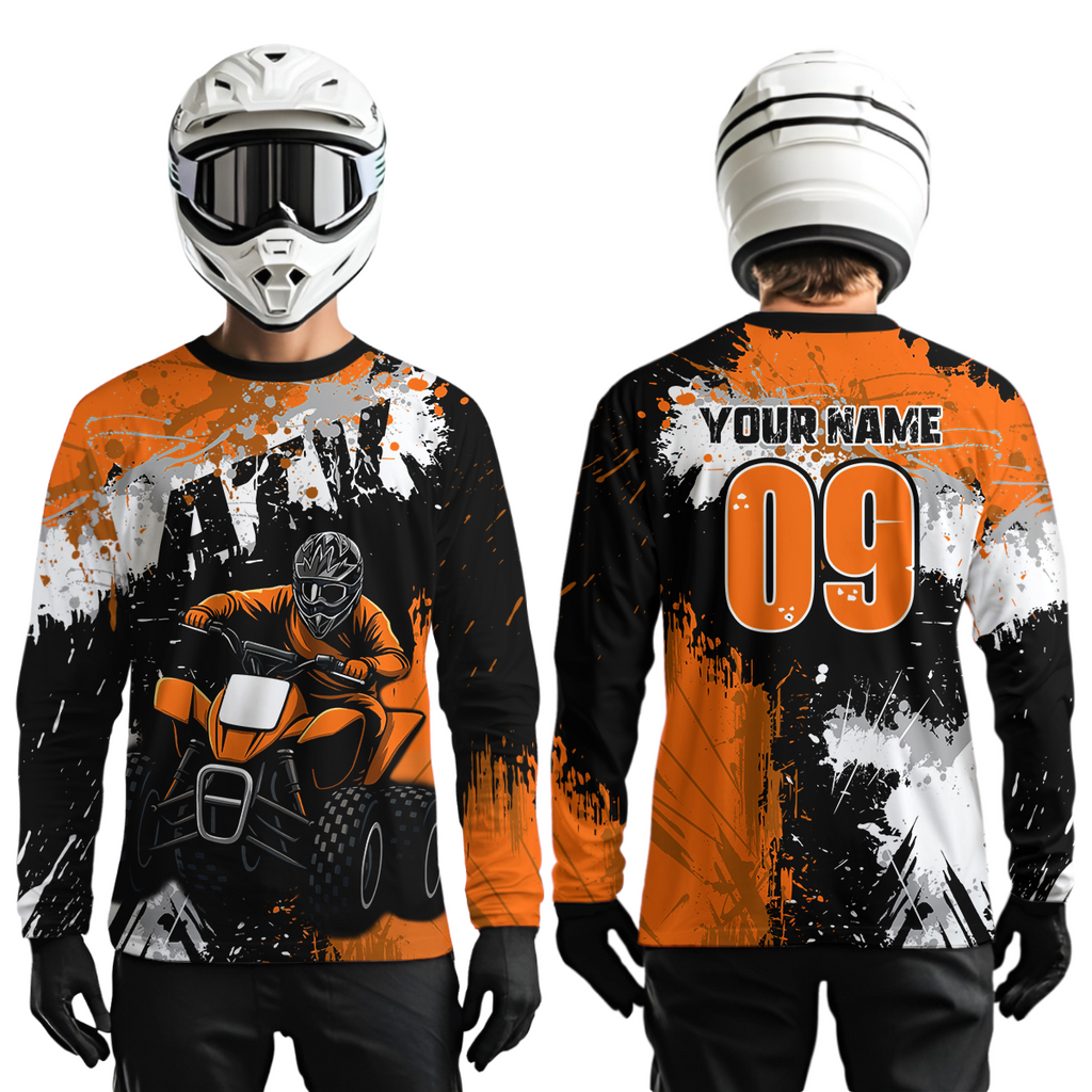 Orange ATV Motocross Jersey Personalized + Adult& Quad Bike Shirt Atv Mx Off-Road Dirt Bike