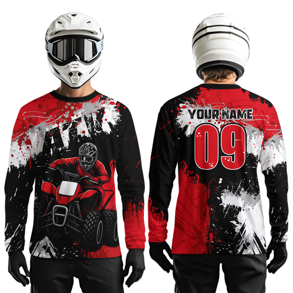 Red ATV Motocross Jersey Personalized + Adult& Quad Bike Shirt Atv Mx Off-Road Dirt Bike